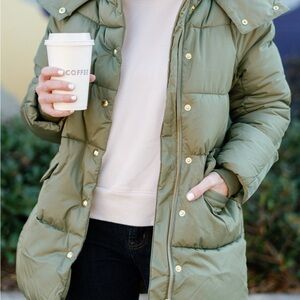 Stylish Green Puffer Jacket (J. Crew)